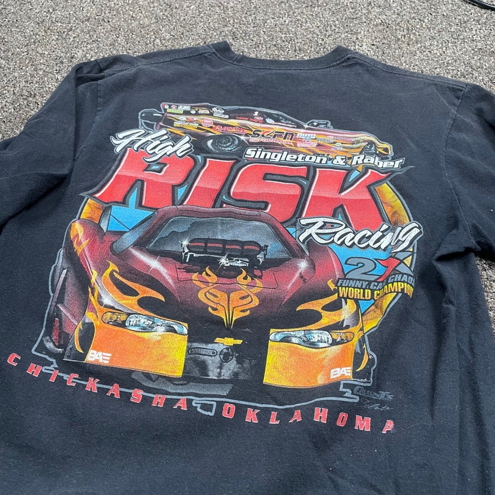High Risk Racing Funny Car Chaos Long Sleeve Graphic Tee Black Mens Small